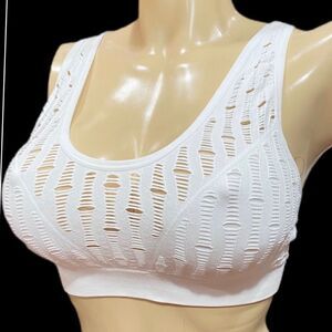 Victoria’s Secret Seamless Comfort Sexy Unlined Mesh  strappy sport bra White M